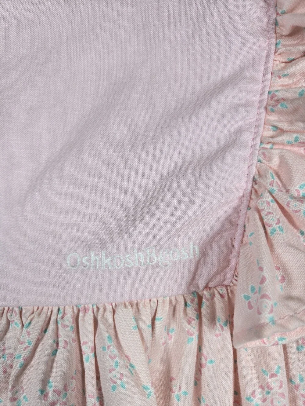 Vintage 80s OshKosh Bgosh Pink Floral Ruffle Cotton Dress Girls Size 6X USA